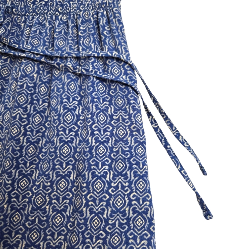 Lucky Brand Boho Midi Shirt Dress Blue Button Front Elastic Waist Size Small - Picture 8 of 15